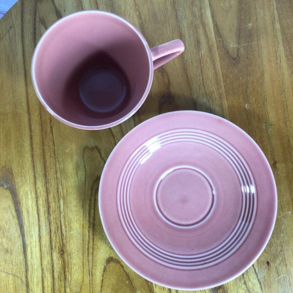 Vintage Homer Laughlin Harlequin Mauve Rose Fiesta Cup and Saucer Set - Picture 6 of 8